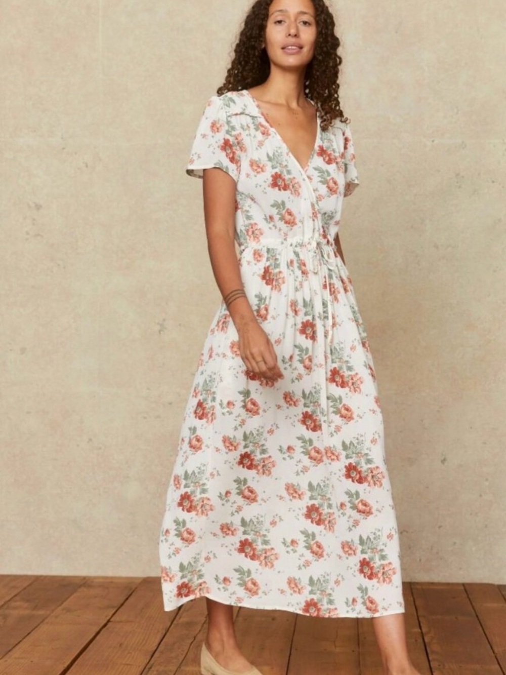 Christy Dawn Simple Dawn Midi Dress in Red Anemone Garden